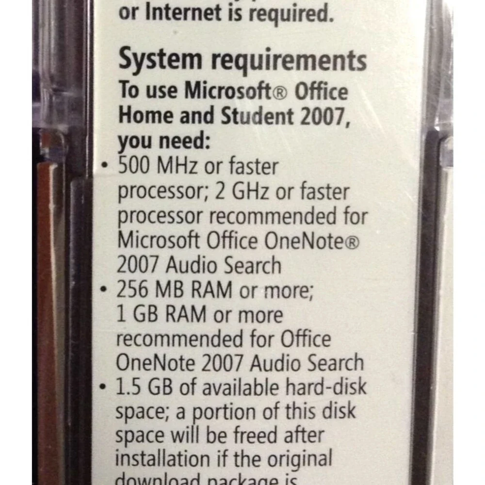 Microsoft MS Office Home and Student 2007 Word Excel PowerPoint OneNote Software